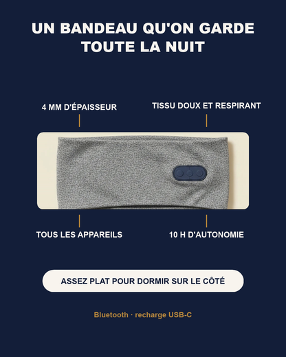 Un bandeau qu on garde toute la nuit : 4 mm, tissu respirant, 10 h d autonomie